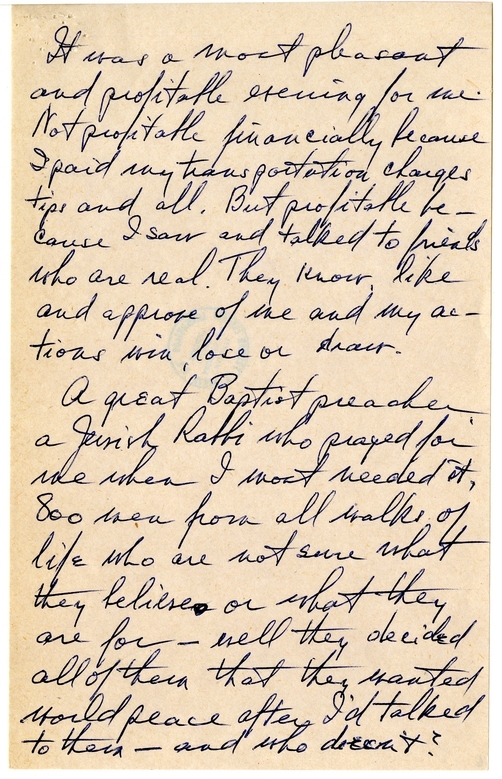 Longhand Note of Former President Harry S. Truman