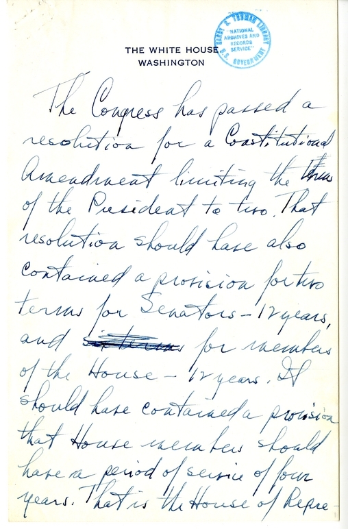 Longhand Note of President Harry S. Truman