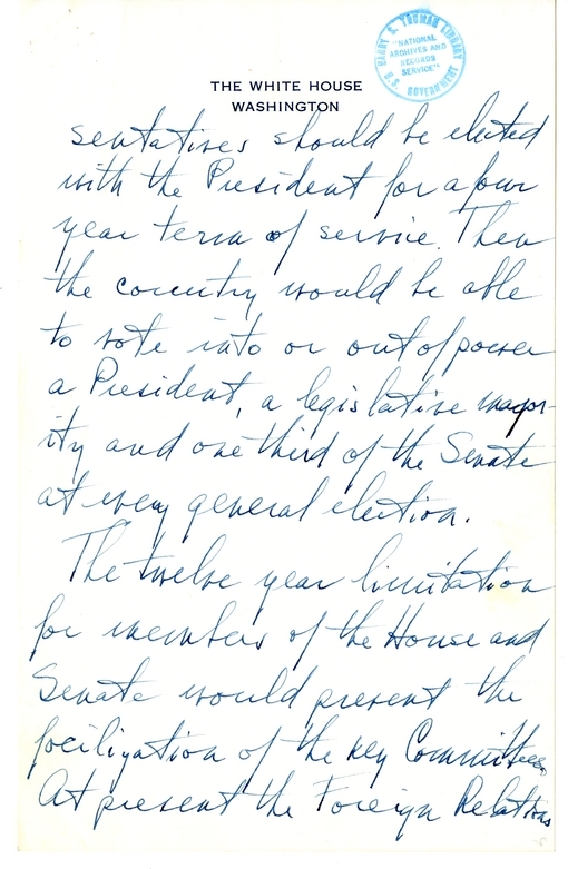 Longhand Note of President Harry S. Truman