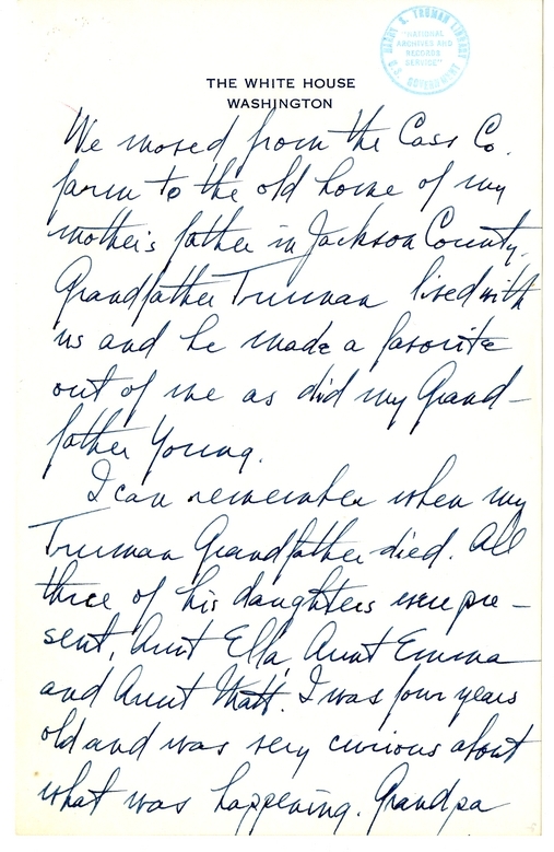Longhand Note of President Harry S. Truman
