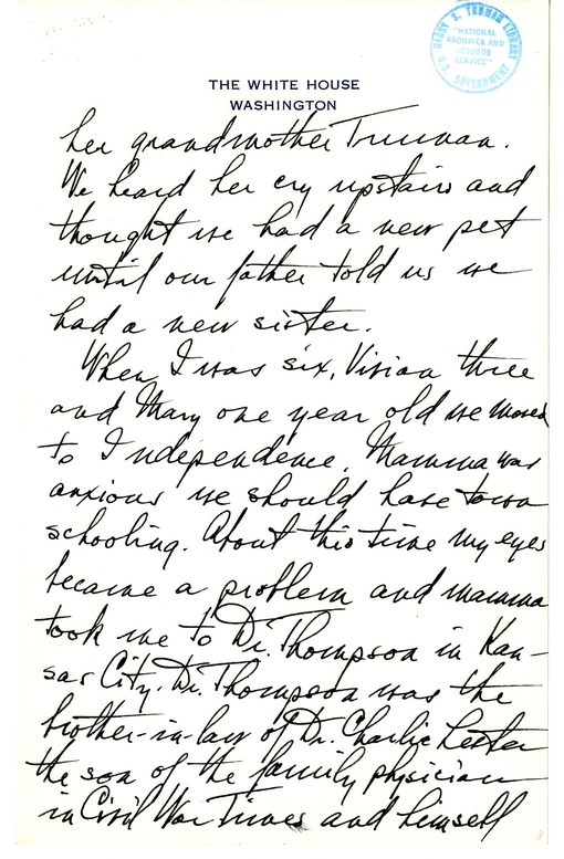 Longhand Note of President Harry S. Truman