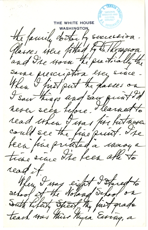 Longhand Note of President Harry S. Truman