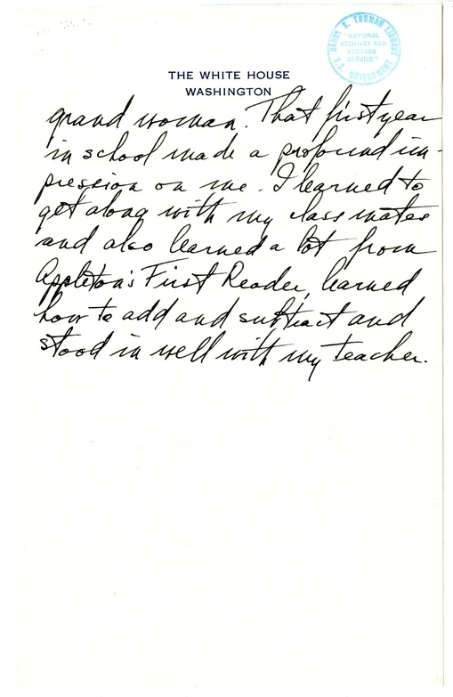 Longhand Note of President Harry S. Truman