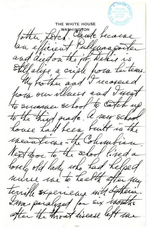 Longhand Note of President Harry S. Truman