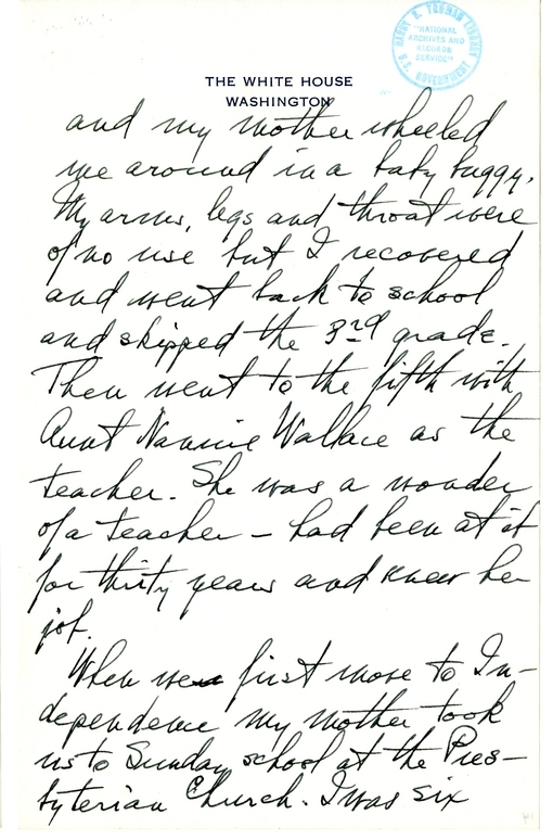 Longhand Note of President Harry S. Truman