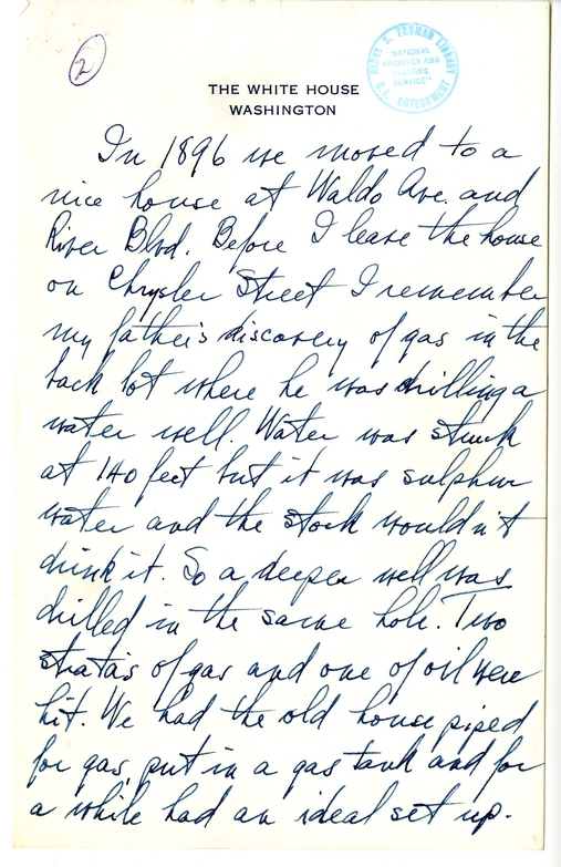 Longhand Note of President Harry S. Truman