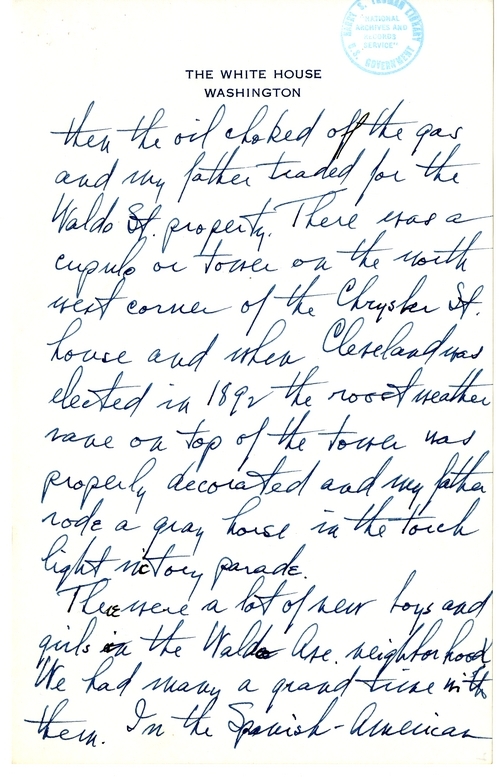 Longhand Note of President Harry S. Truman