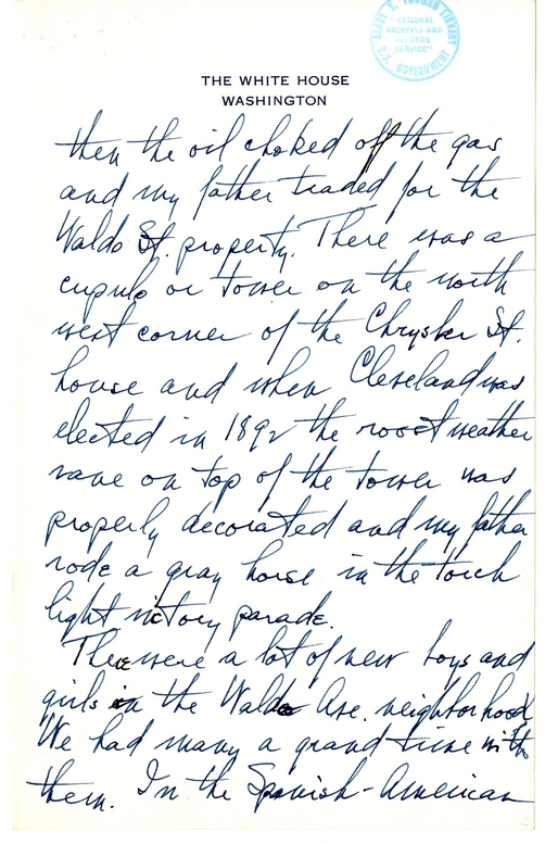 Longhand Note of President Harry S. Truman