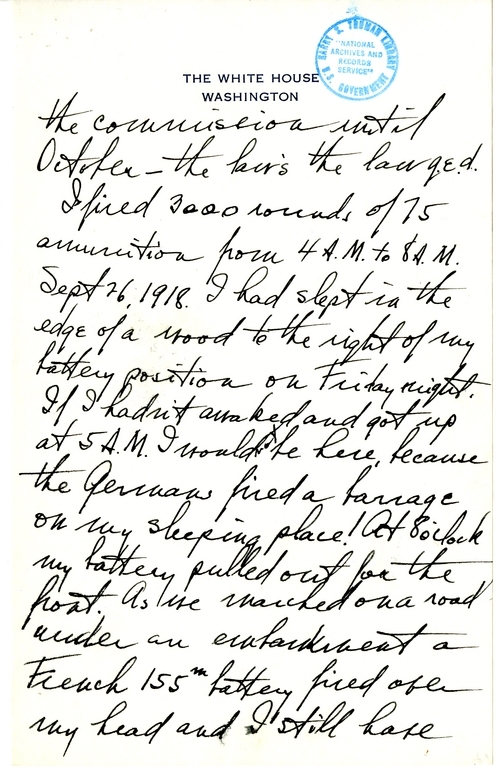 Longhand Note of President Harry S. Truman