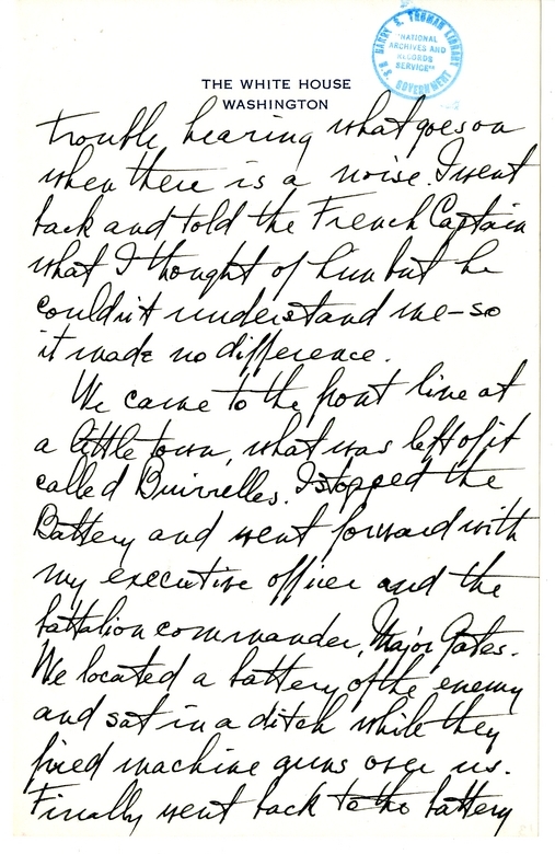 Longhand Note of President Harry S. Truman