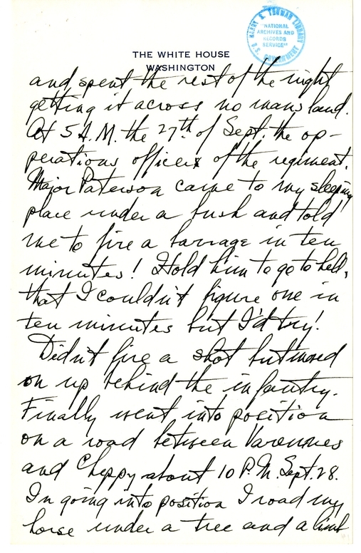 Longhand Note of President Harry S. Truman