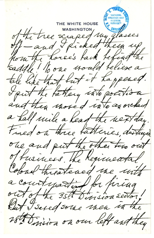 Longhand Note of President Harry S. Truman