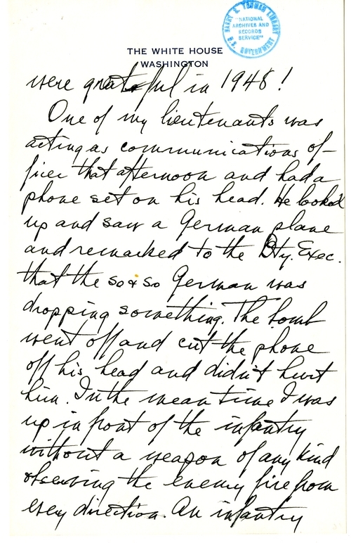 Longhand Note of President Harry S. Truman