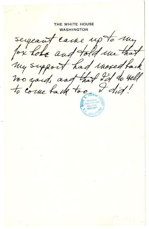 Longhand Note of President Harry S. Truman