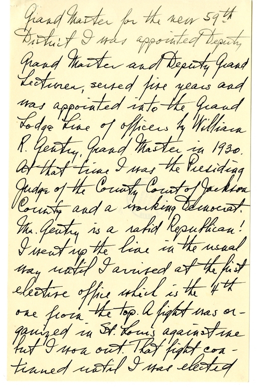 Longhand Note of President Harry S. Truman