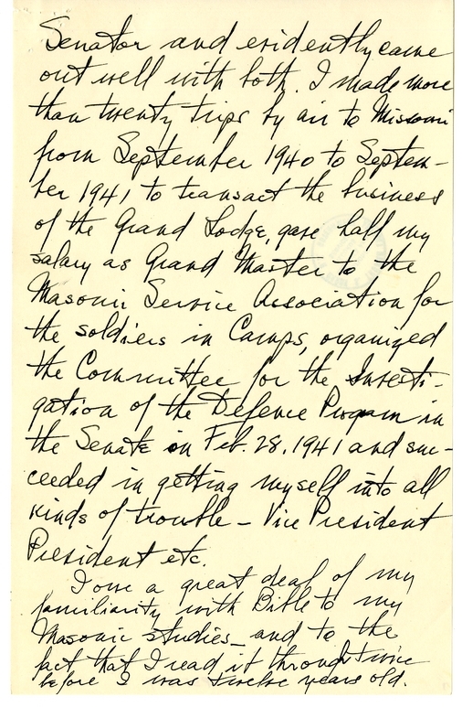 Longhand Note of President Harry S. Truman