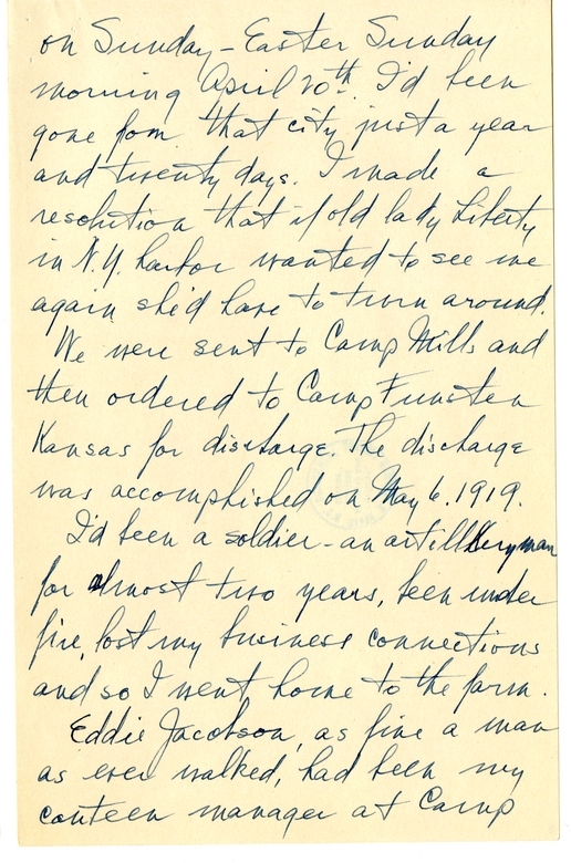 Longhand Note of President Harry S. Truman