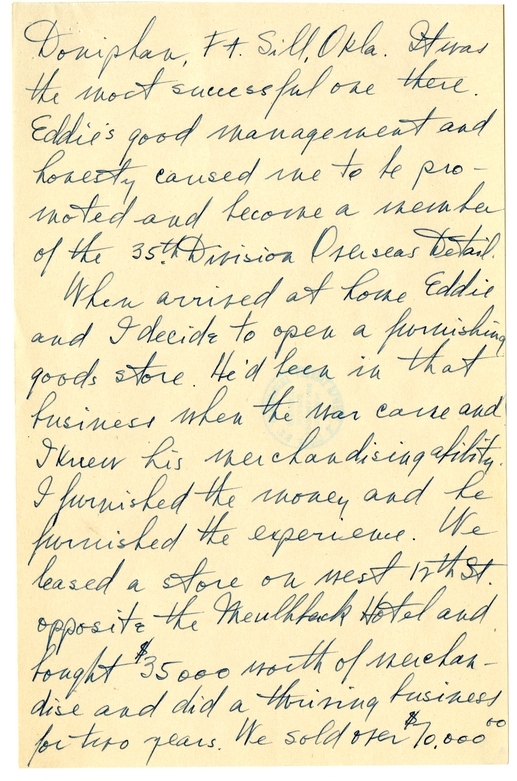 Longhand Note of President Harry S. Truman