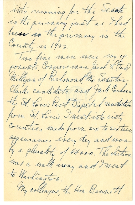 Longhand Note of President Harry S. Truman