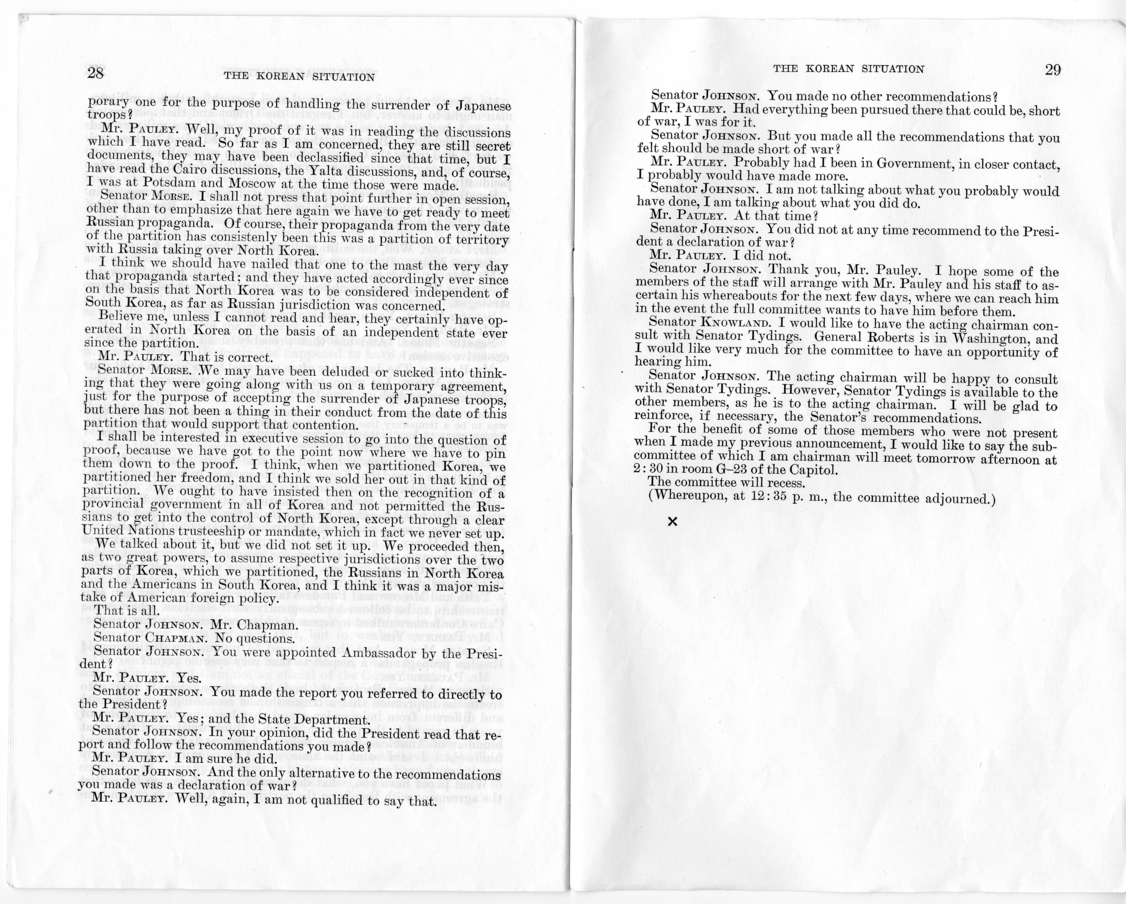 Statement by Edwin W. Pauley with Reference to the Korean Situation - Hearing Before the Committee on Armed Services of the United States Senate