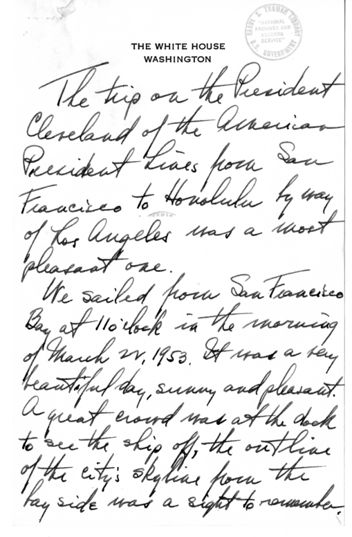 Longhand Note of Former President Harry S. Truman