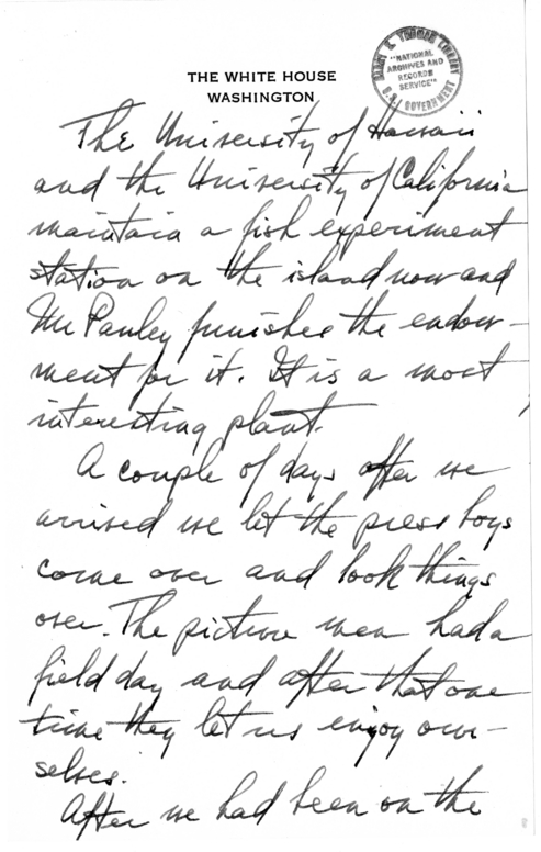 Longhand Note of Former President Harry S. Truman