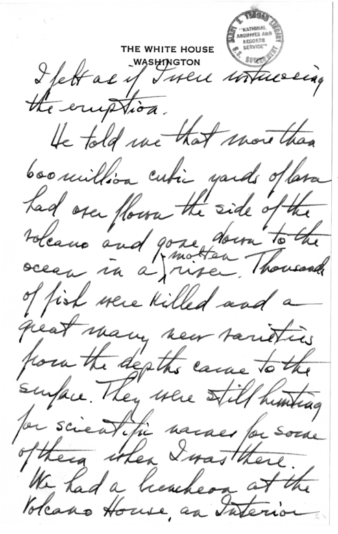 Longhand Note of Former President Harry S. Truman