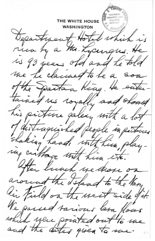 Longhand Note of Former President Harry S. Truman