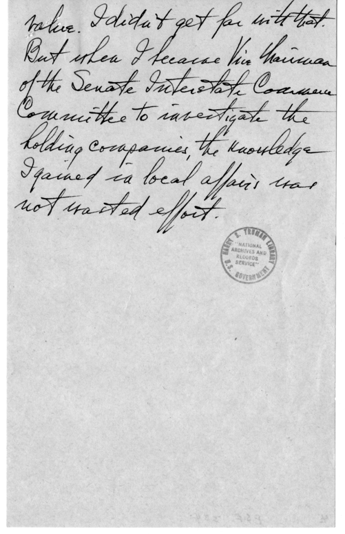 Longhand Note of President Harry S. Truman