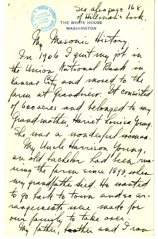 Longhand Note of President Harry S. Truman