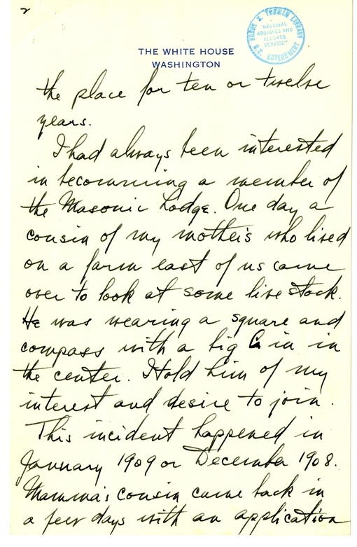 Longhand Note of President Harry S. Truman