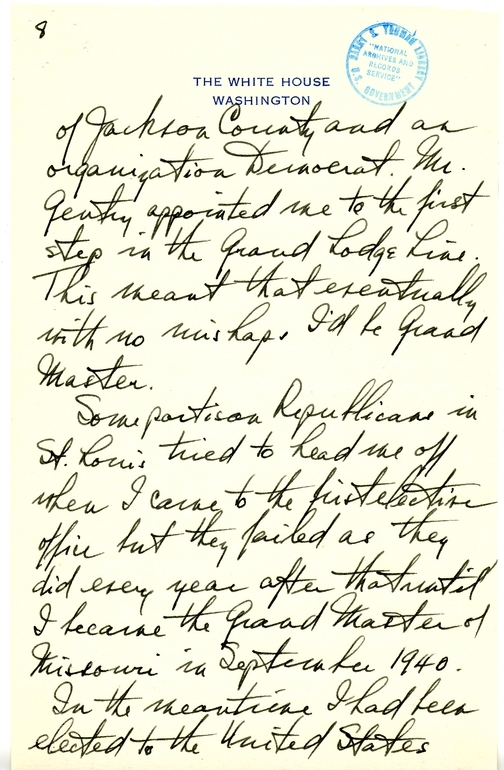 Longhand Note of President Harry S. Truman