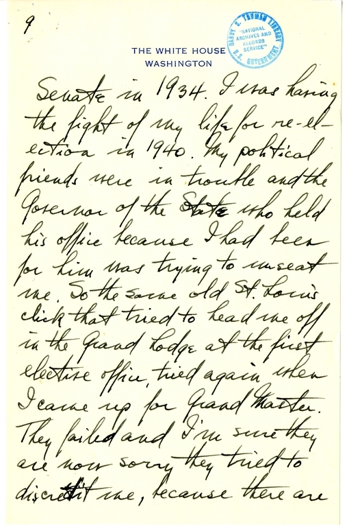 Longhand Note of President Harry S. Truman