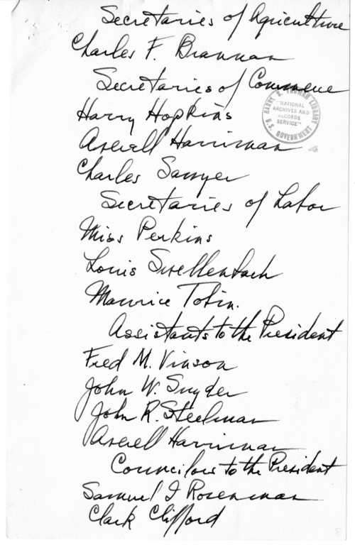 Longhand Note of President Harry S. Truman