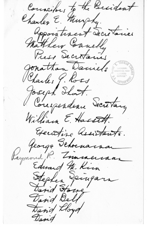 Longhand Note of President Harry S. Truman