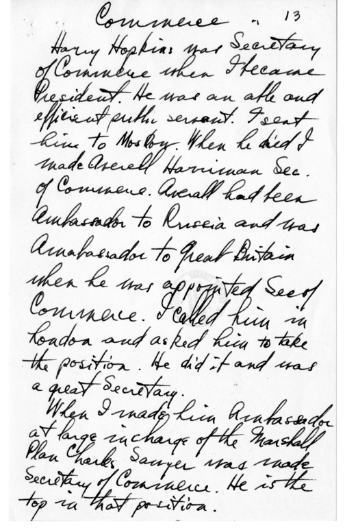 Longhand Note of President Harry S. Truman