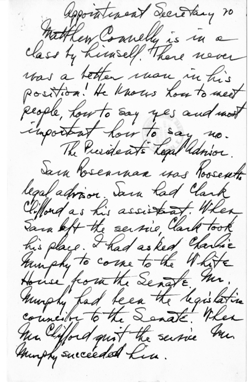 Longhand Note of President Harry S. Truman