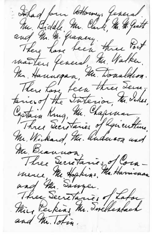 Longhand Note of President Harry S. Truman