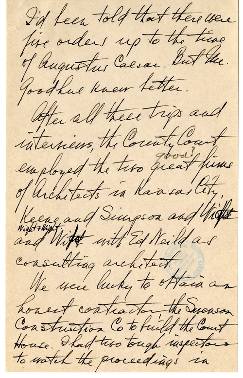 Longhand Note of President Harry S. Truman