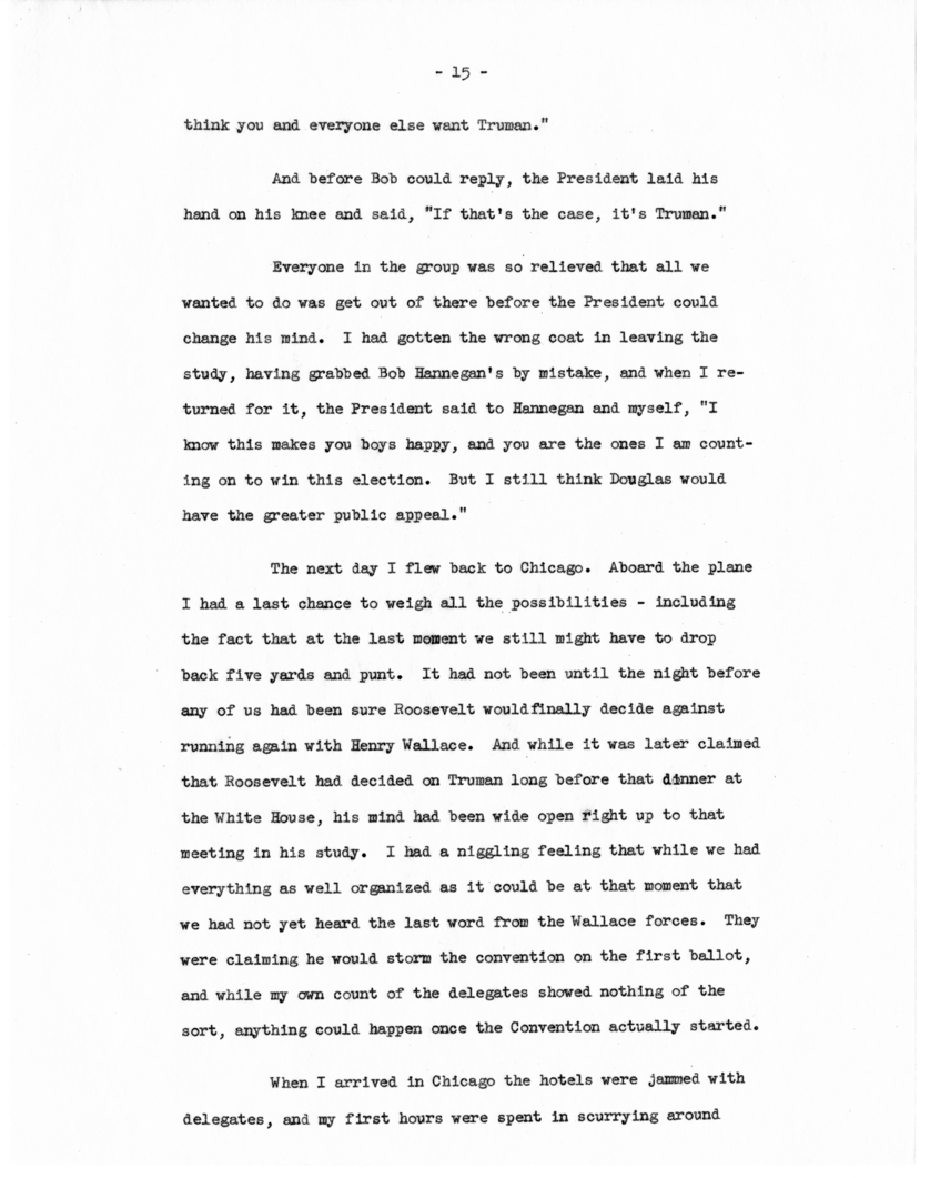 Memorandum, "Why Truman Is President," by Edwin Pauley