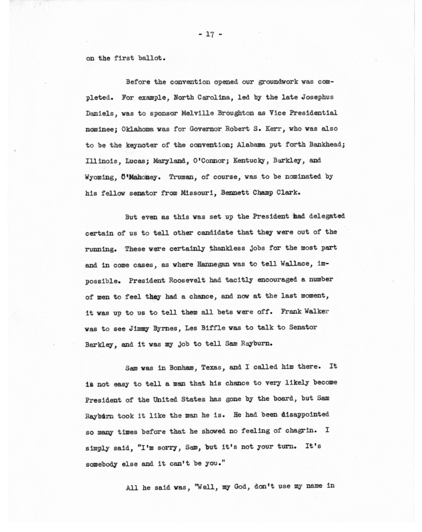 Memorandum, "Why Truman Is President," by Edwin Pauley