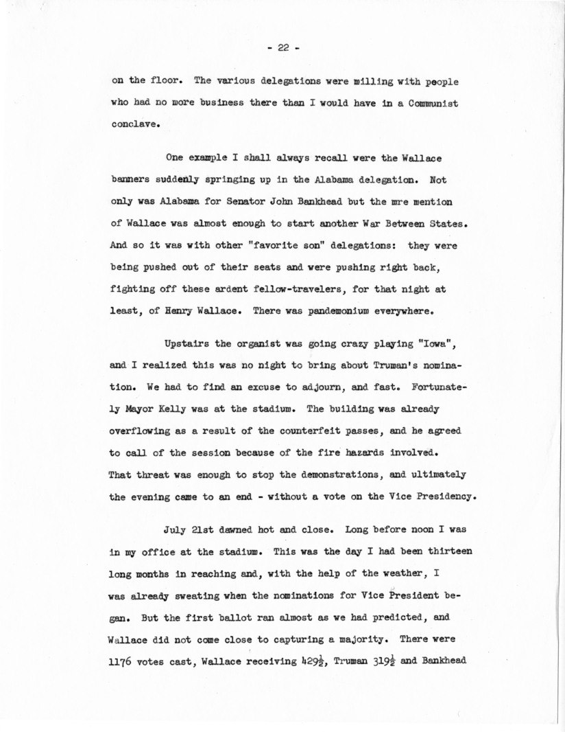 Memorandum, "Why Truman Is President," by Edwin Pauley