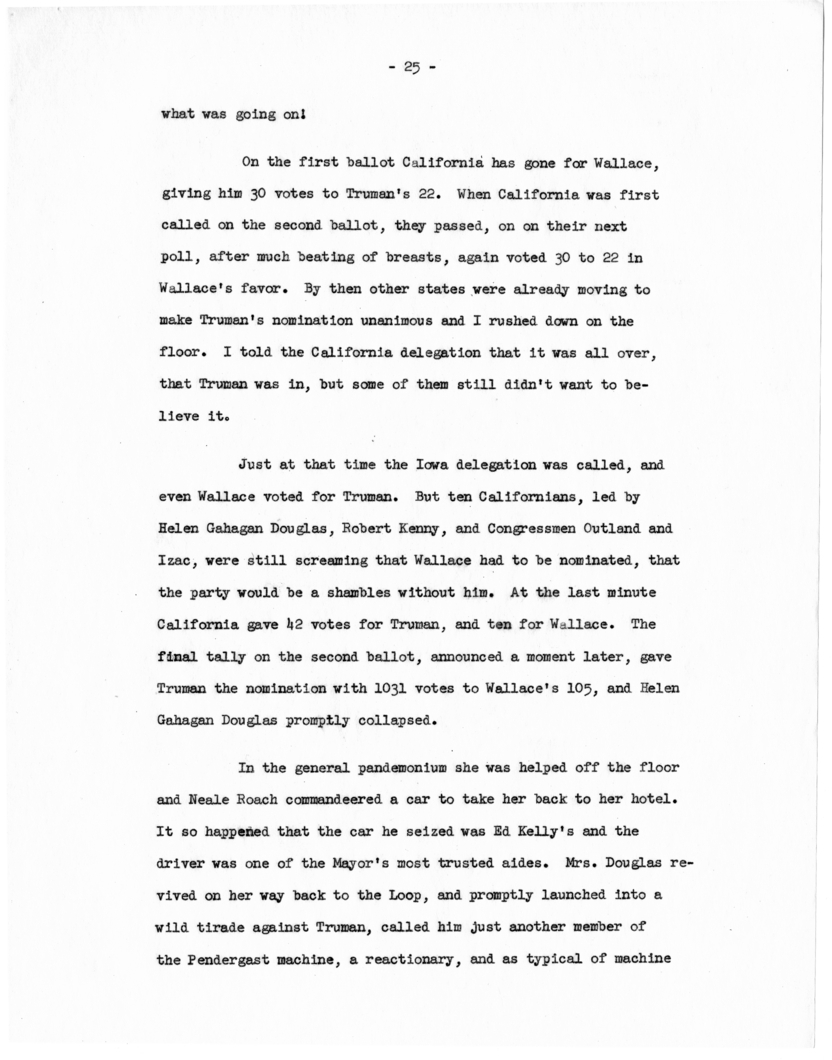 Memorandum, "Why Truman Is President," by Edwin Pauley