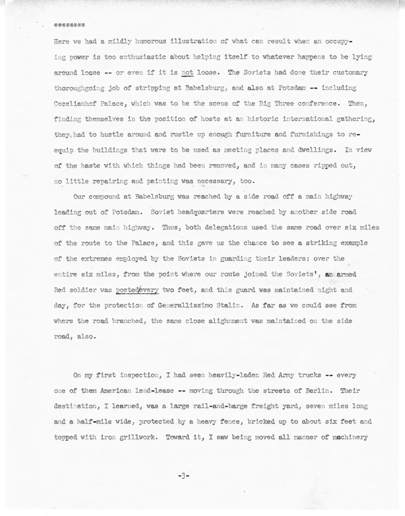 Notes on the Potsdam Conference and Other Topics by Edwin Pauley and Unknown Author