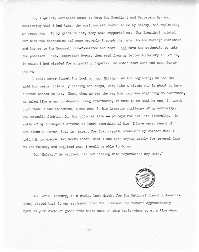 Notes on the Potsdam Conference and Other Topics by Edwin Pauley and Unknown Author