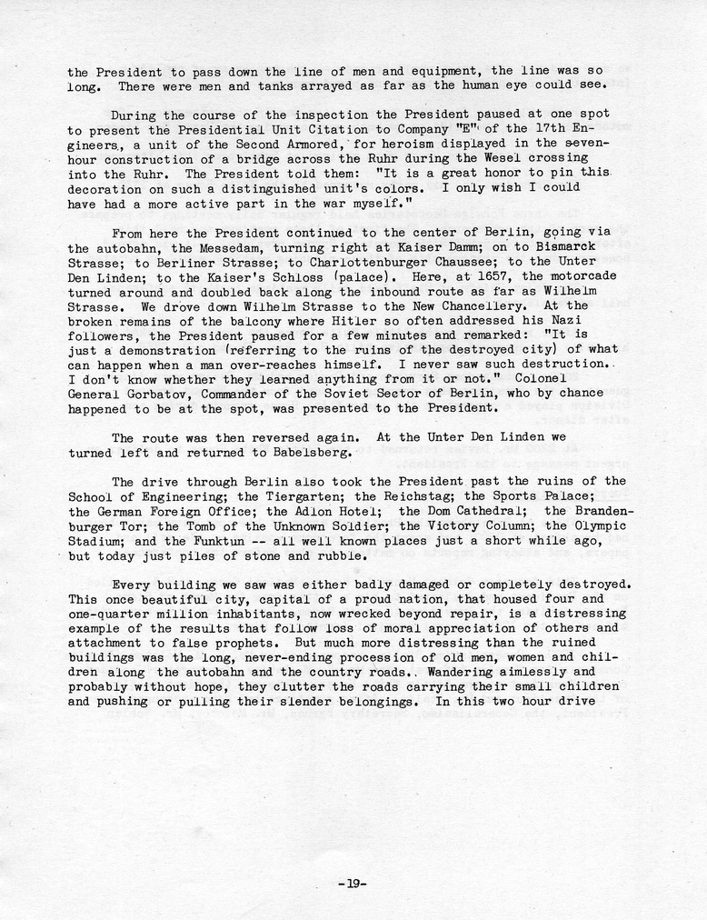 Log of President Harry S. Truman's Trip to the Berlin Conference
