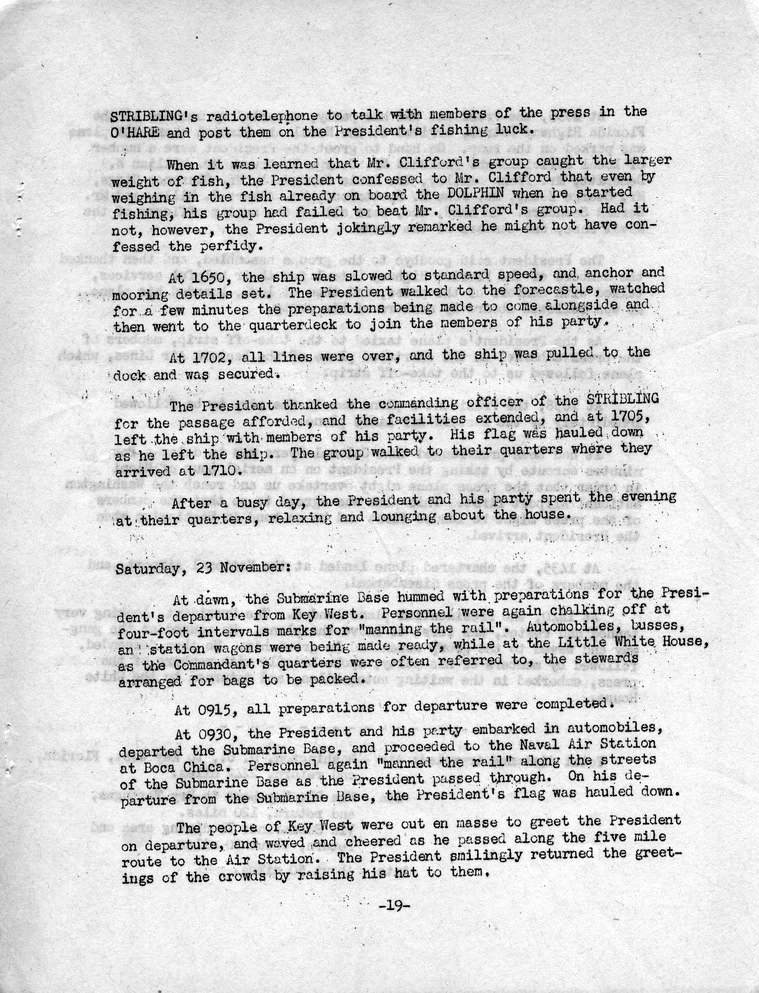 Log of President Harry S. Truman's First Vacation to Key West, Florida