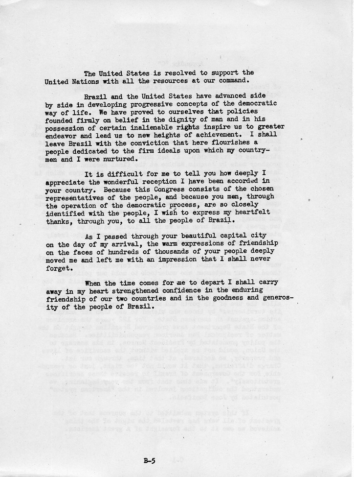 Log of President Harry S. Truman's Trip to Rio de Janeiro, Brazil