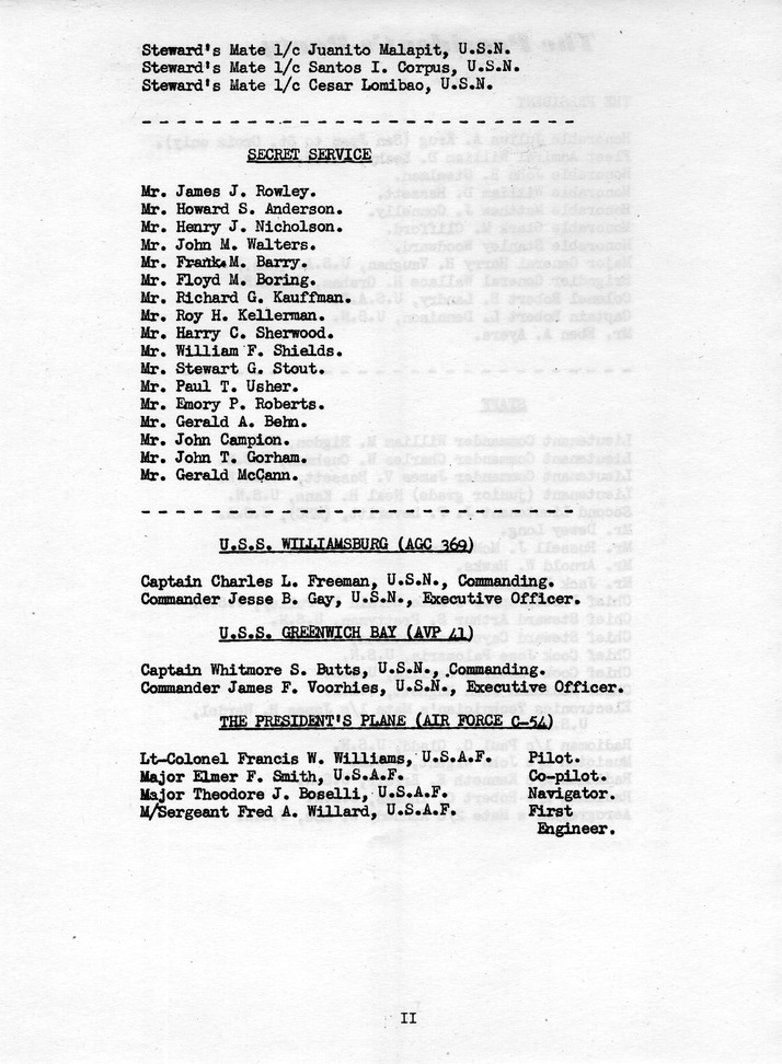 Log of President Harry S. Truman's Trip to Puerto Rico, the Virgin Islands, Guantanamo Bay, Cuba, and Fourth Key West, Florida