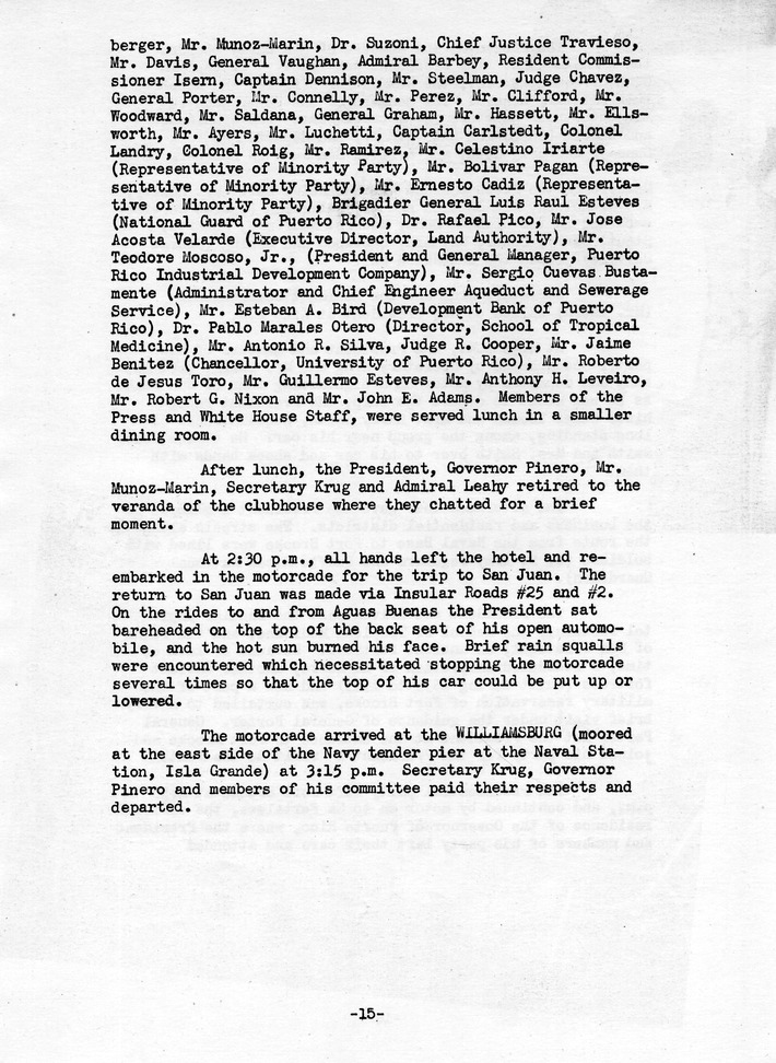 Log of President Harry S. Truman's Trip to Puerto Rico, the Virgin Islands, Guantanamo Bay, Cuba, and Fourth Key West, Florida